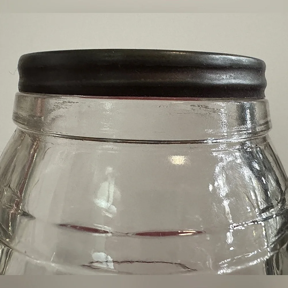 Vintage Glass Barrel Jar Coin Bank